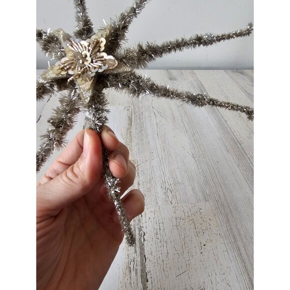 Antique German tinsel star sequence beaded ornament axis tree metal bendable - Picture 7 of 7